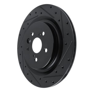 Lexus RX450h Brake Rotor (1) - Rear Right - R1 Concepts - Drilled & Slotted - Black - `20-`25